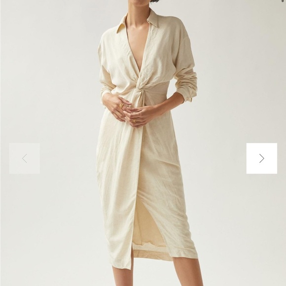 Anthropologie V-Neck Knot Front Midi Dress - Picture 1 of 4